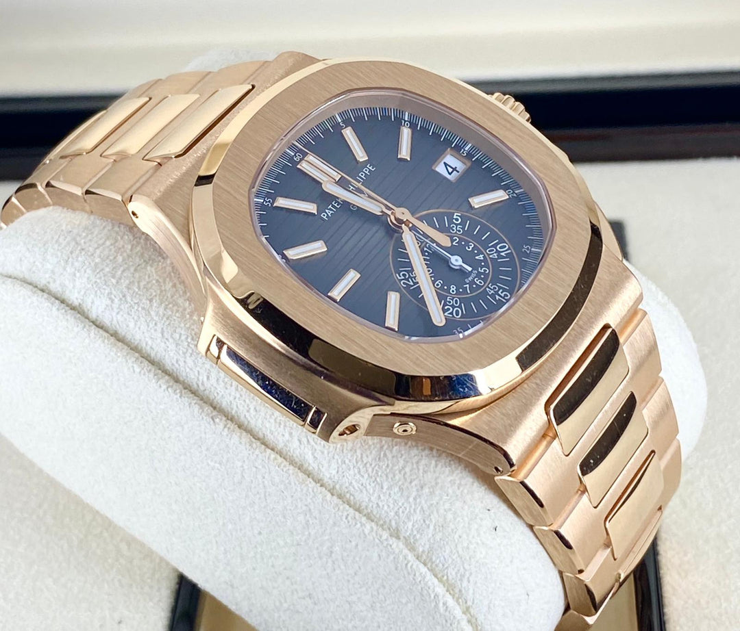 Patek Philippe Nautilus, Rose Gold, Chronograph, Full set