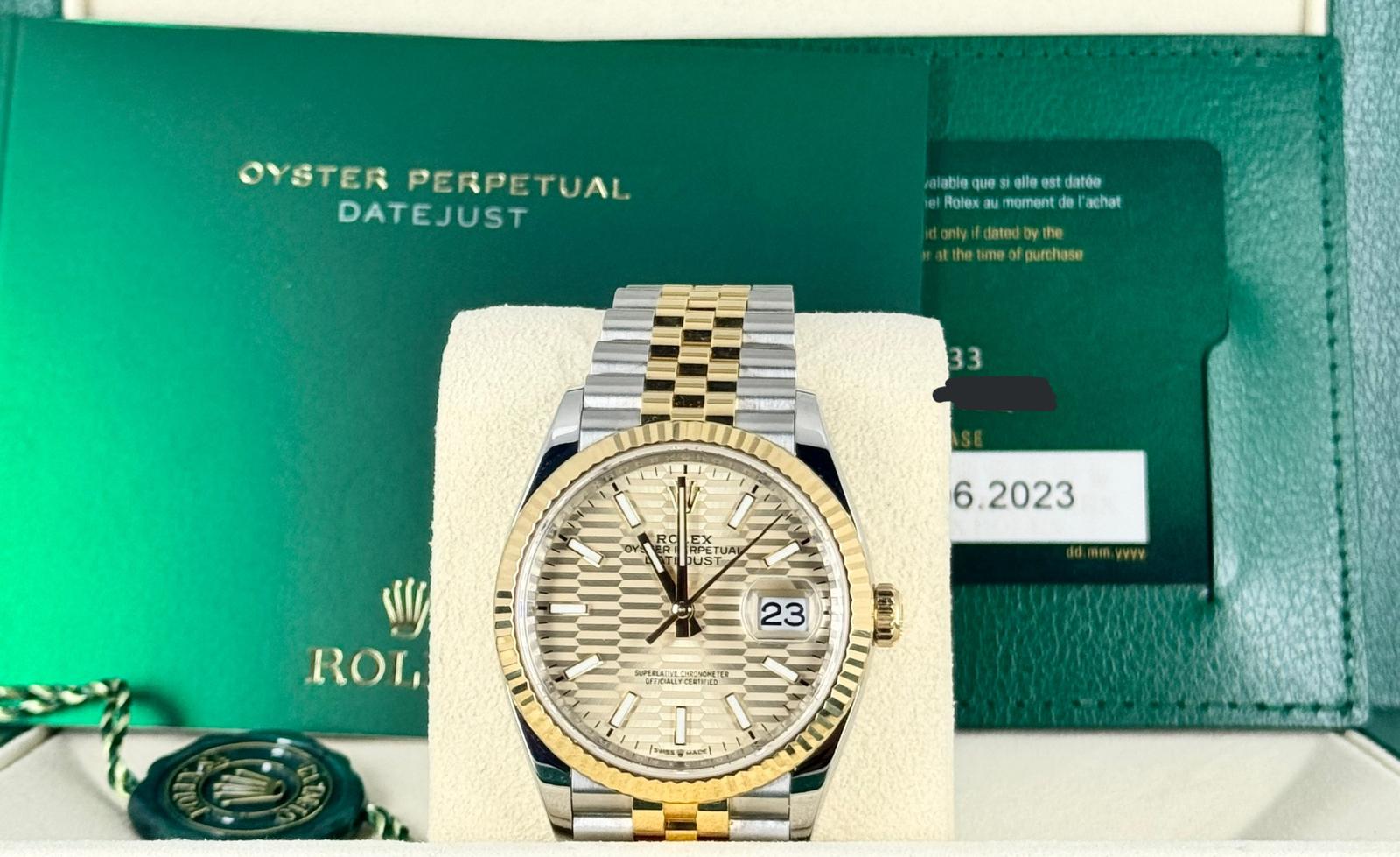 Rolex Datejust 36 Palmblatt-Zifferblatt Vollständiges Set Wie neu