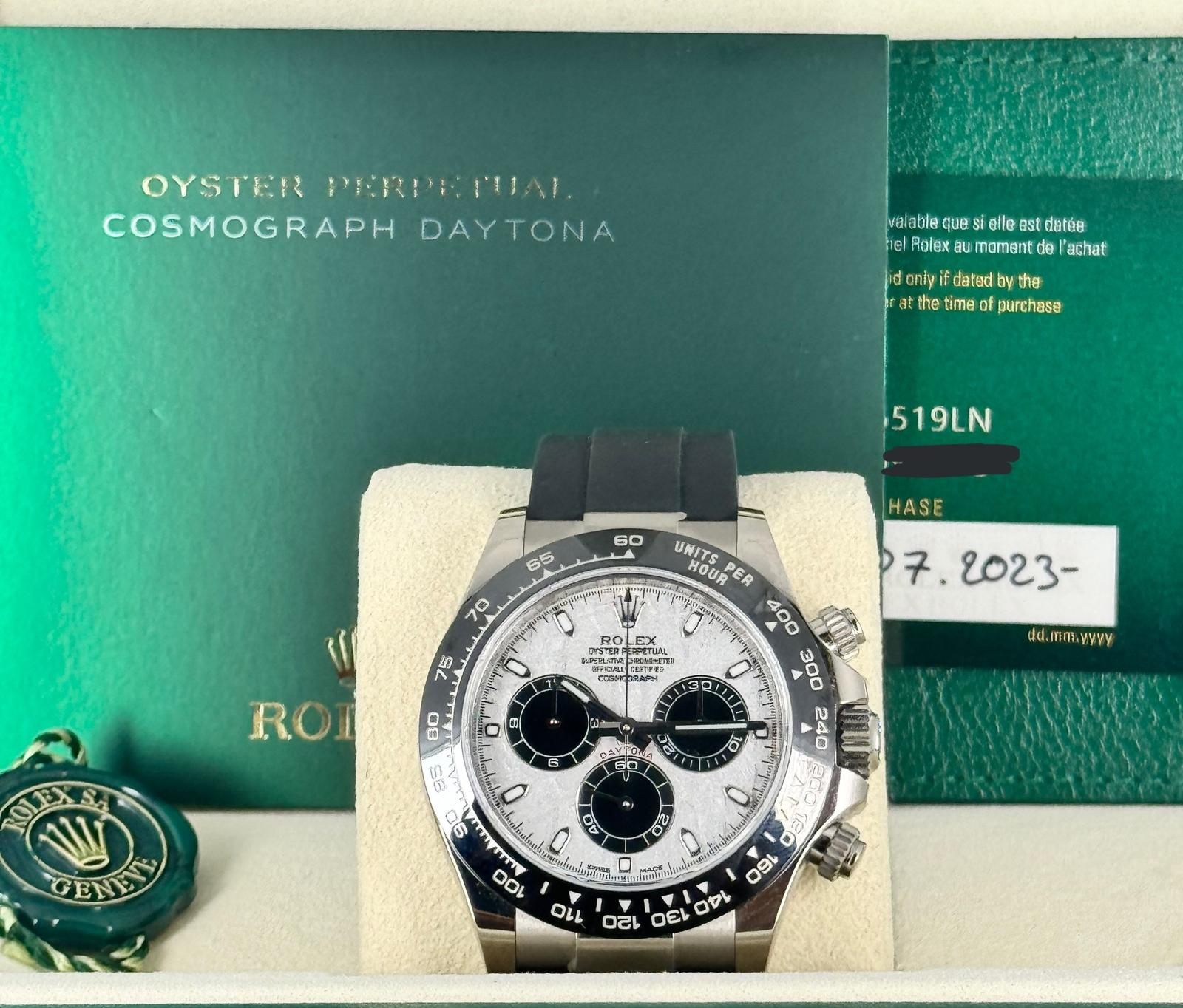Rolex Daytona Meteoriten-Zifferblatt Vollständiges Set + Kopie der Originalrechnung 2023 Ungetragen