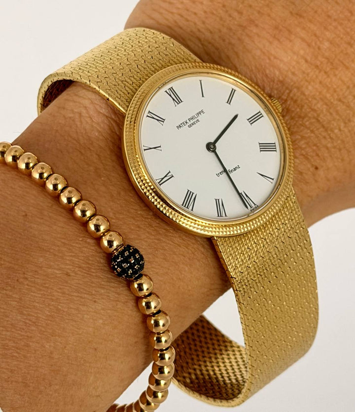 Patek Philippe Calatrava Double Name Full Yellow Gold Long Bracelet