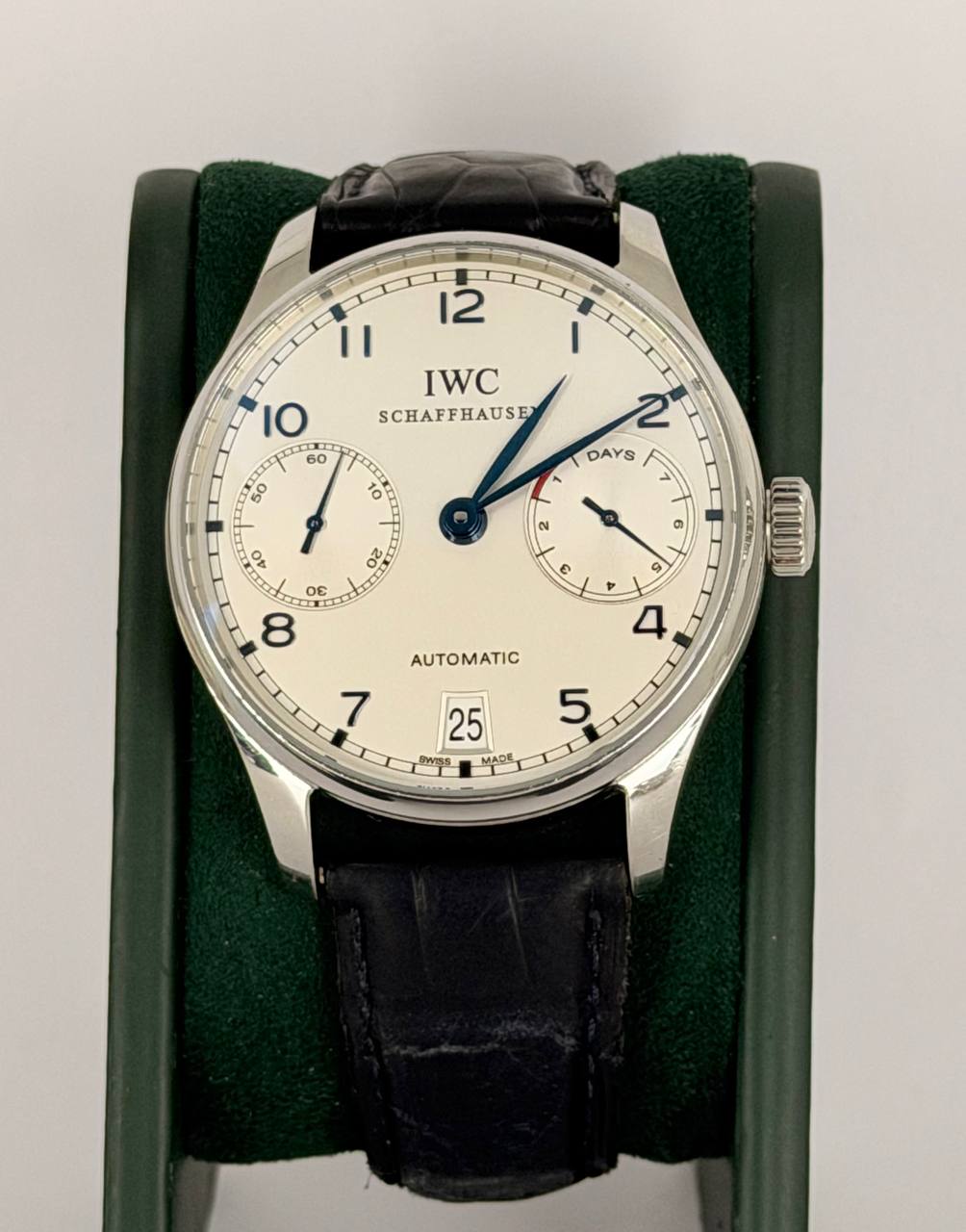 IWC Portuguese Automatic 7 Days iw5001 With Box andCard Like New after Fresh Service 12-2025