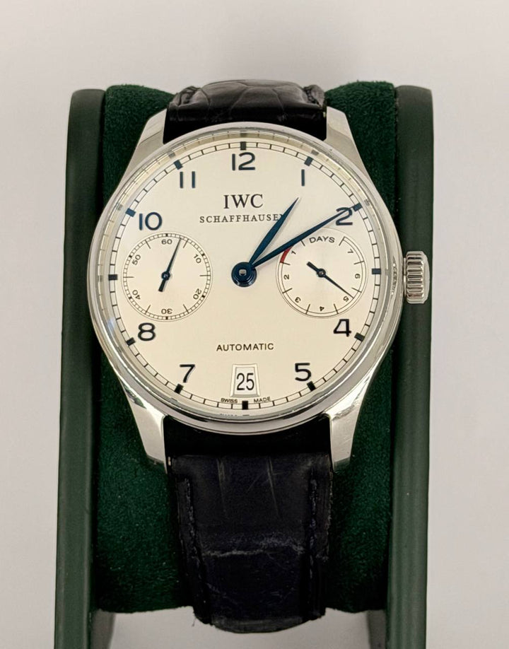 IWC Portuguese Automatic 7 Days iw5001 With Box andCard Like New after Fresh Service 12-2025