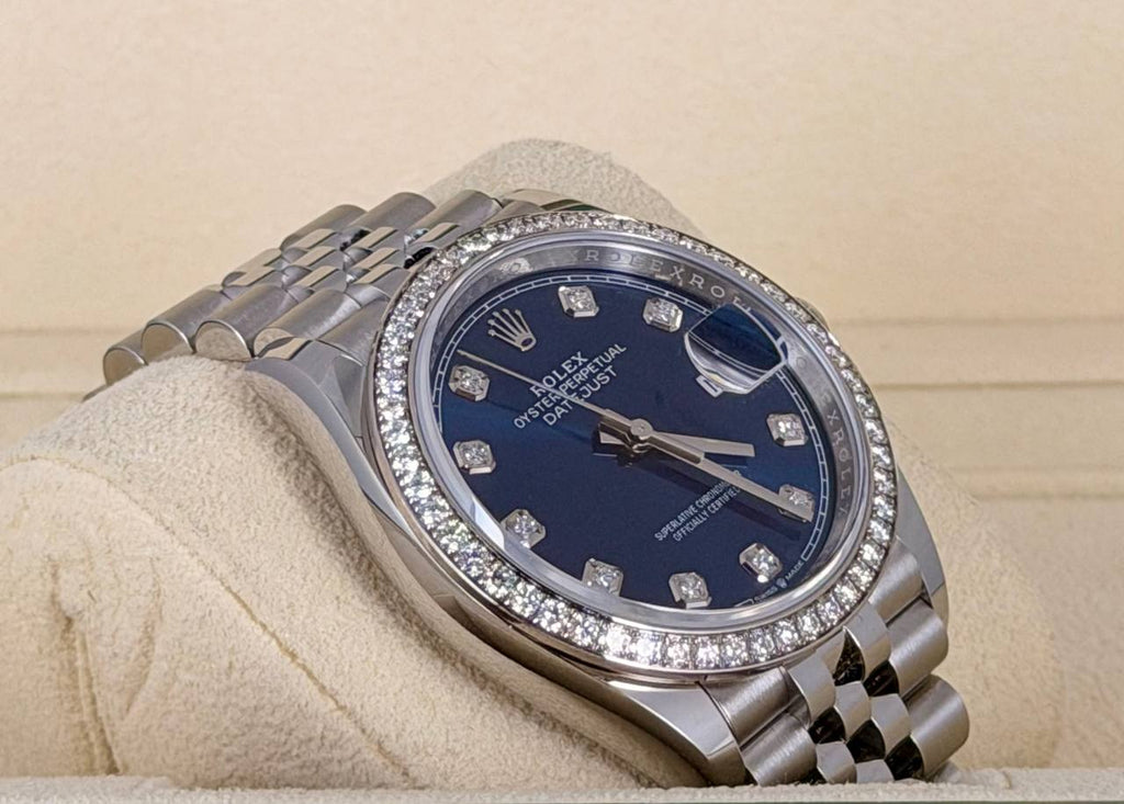 Rolex Datejust 36 Werksdiamantlünette und Werksdiamantzifferblatt Neu 08-2025