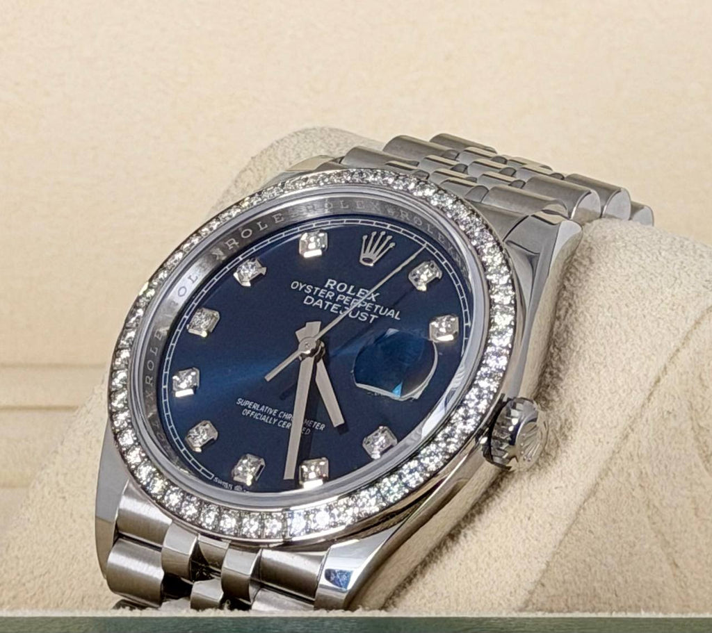 Rolex Datejust 36 Werksdiamantlünette und Werksdiamantzifferblatt Neu 08-2025