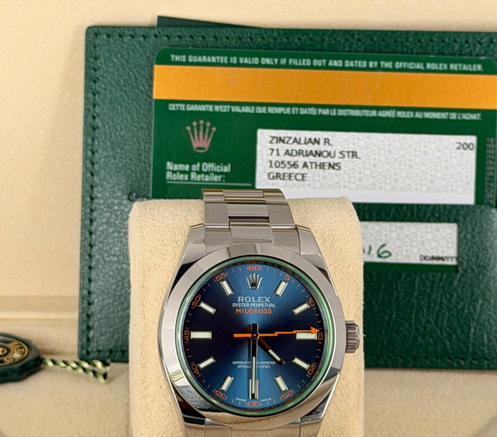 Rolex Milgauss Blau Z-Zifferblatt Komplettset 2016 LC 200 wie neu