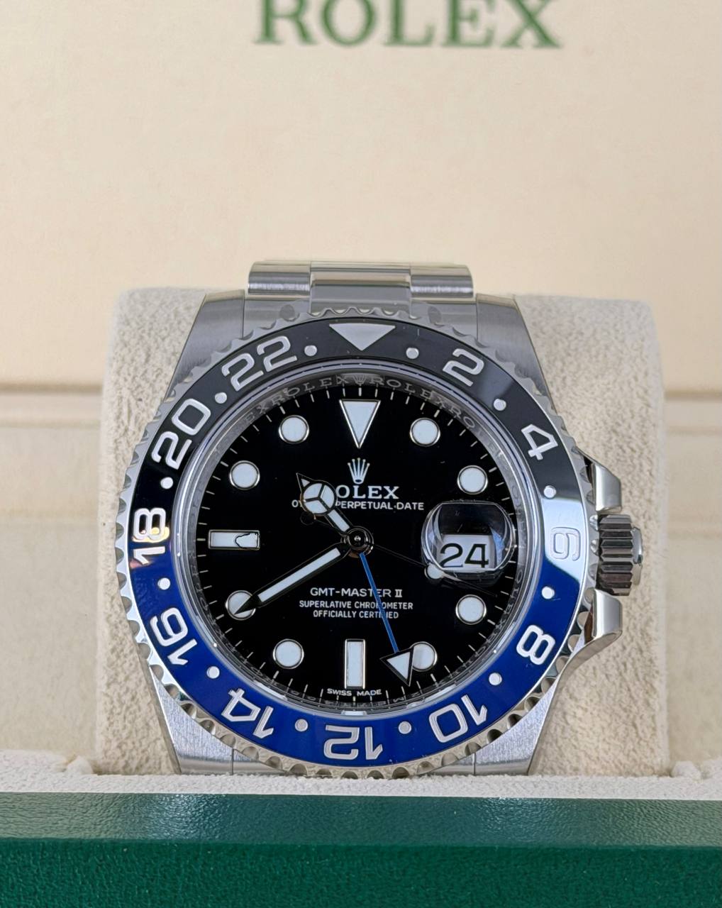 Rolex GMT-Master II "Batman" NEW OLD STOCK STICKERED WATCH FULL SET LC 126