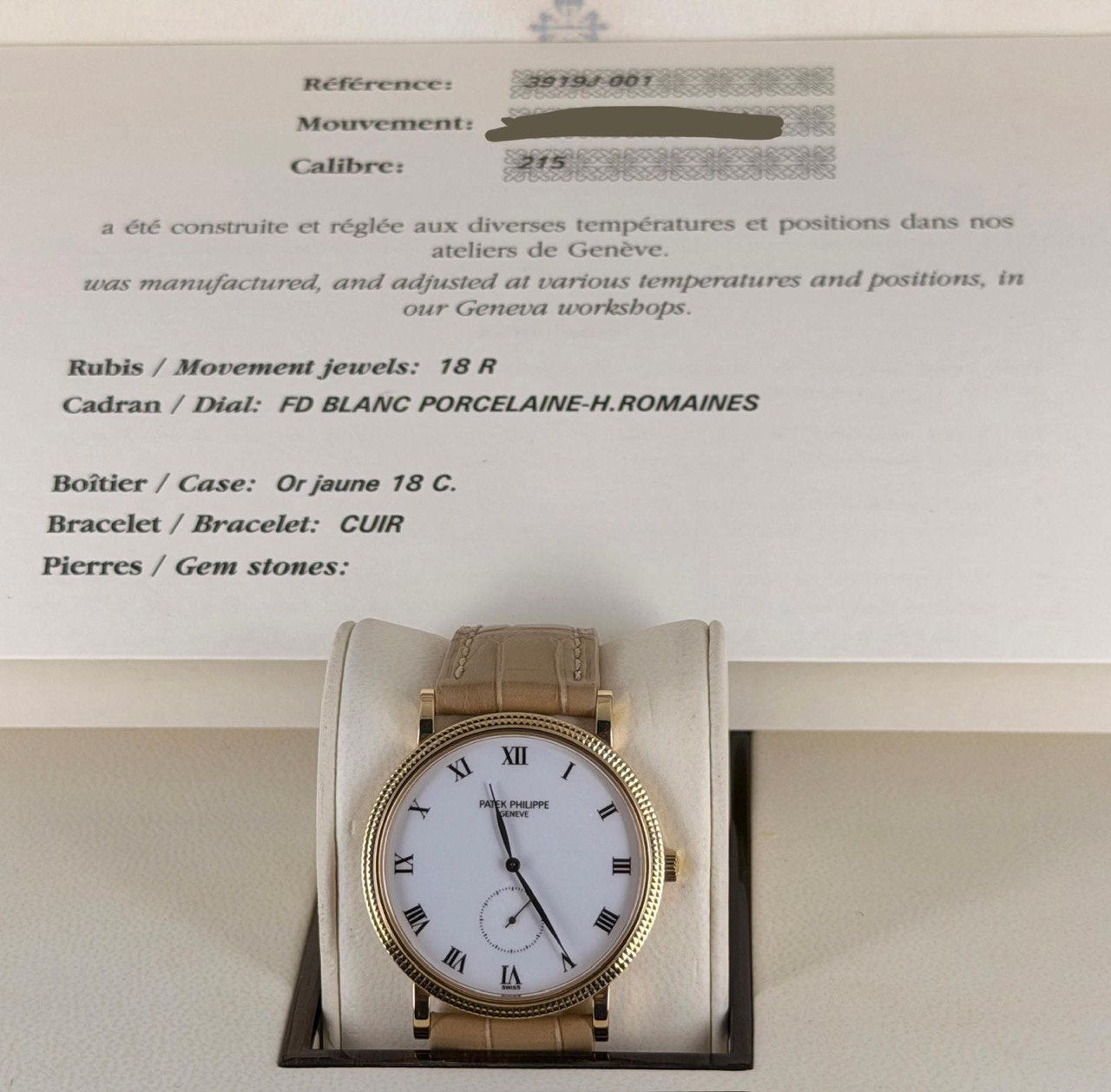 Patek Philippe Calatrava, Box und Papiere