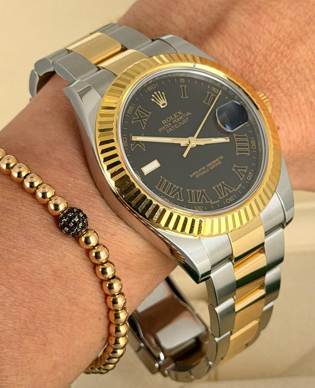 Rolex Datejust II Schwarzes Wimbledon-Zifferblatt Komplettset 2016 Zustand 99%
