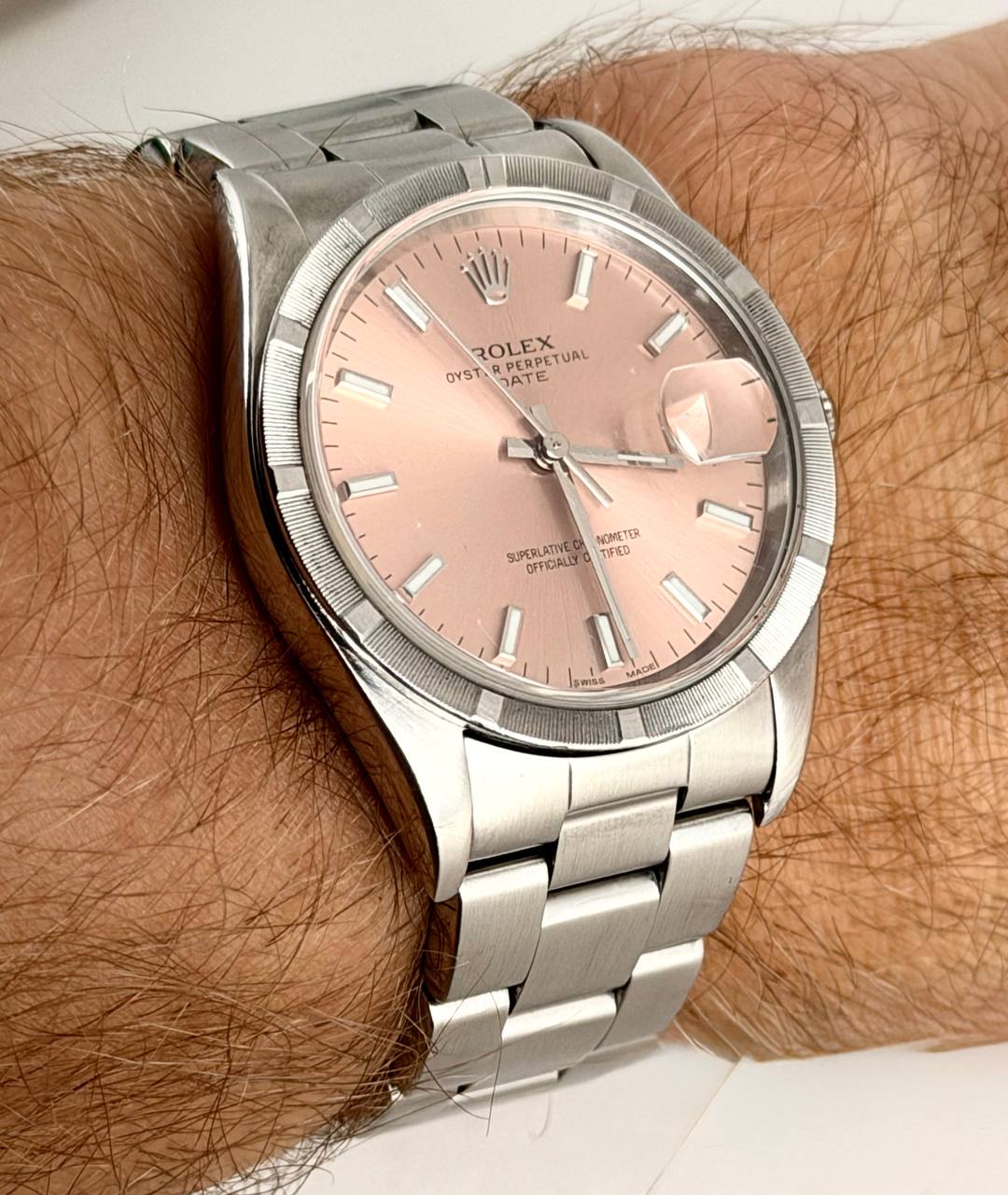 Rolex Oyster Perpetual Date „Solomon“ Zifferblatt, nur Uhr, nach Service, Seriennummer Y