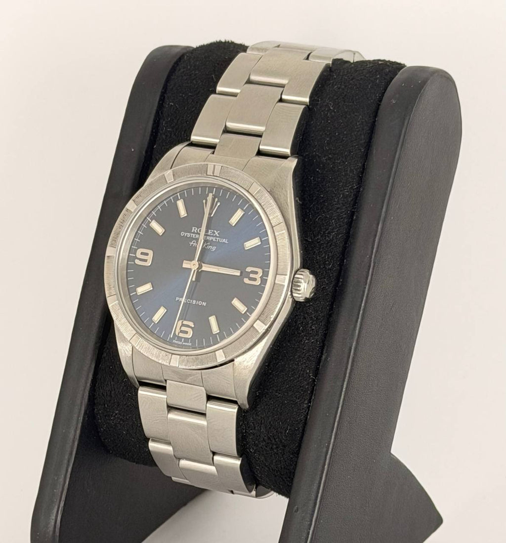 Rolex Oyster Perpetual Date Blaues Zifferblatt, Full Set, neuwertiger Zustand, nach Service, Seriennummer Y