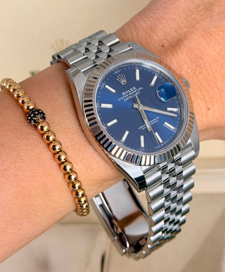 Rolex Datejust 41 Blue Stick Dial 2020 New Card Like new Jubille X White gold Bezel