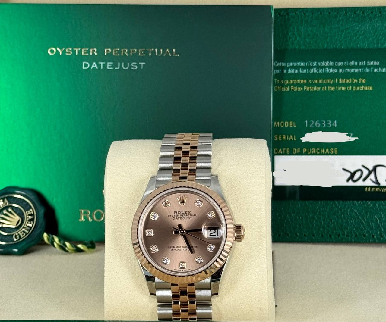 Rolex Datejust 31, Bicolor, mit Box und Papieren