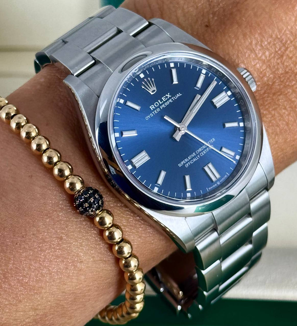 Rolex Oyster Perpetual 36, blaues Zifferblatt 2021, wie neu