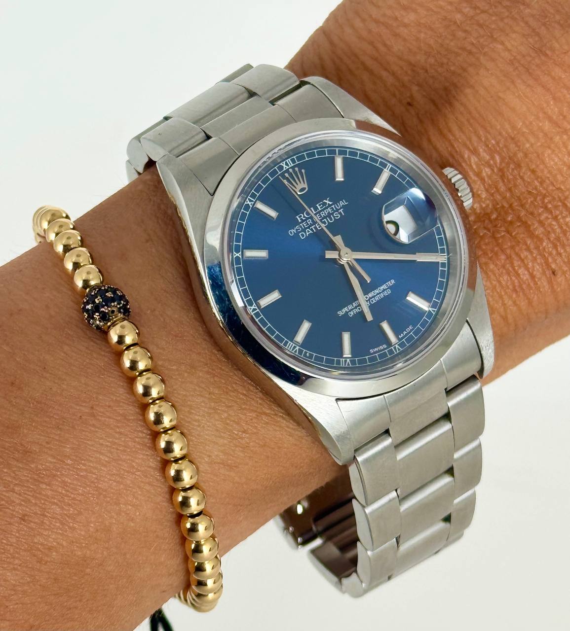 Rolex Datejust, blaues Zifferblatt, mit Box und Papieren