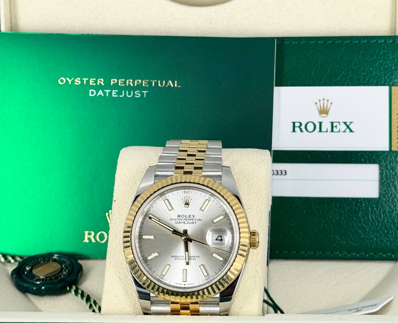 Rolex Datejust 41, Zweifarbig, mit Box und Papieren 126333