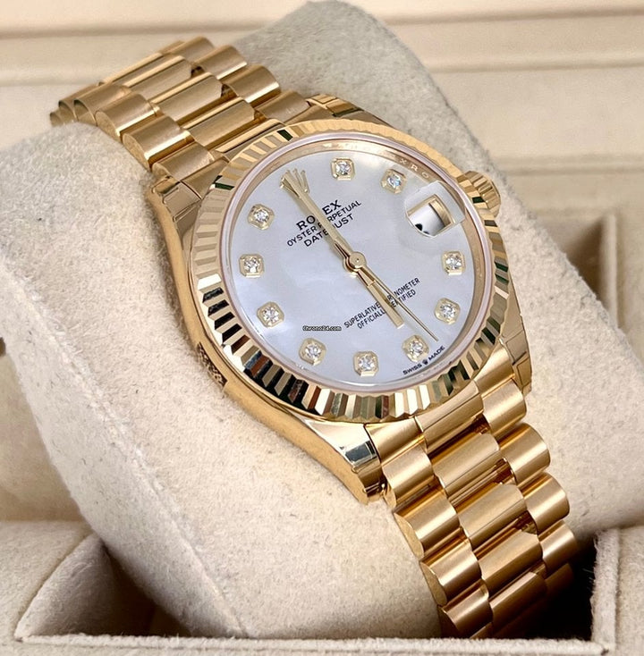 Datejust 31 MOP diamonds dial 18K gold 2022 NEW full stickers